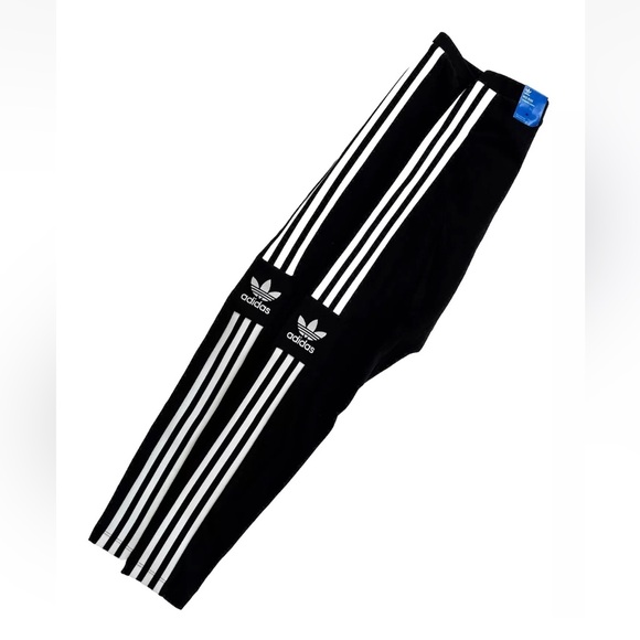 Adidas Trefoil 3 Stripe Logo Black & White Mid Rise Leggings NWT Size Small - Picture 8 of 13